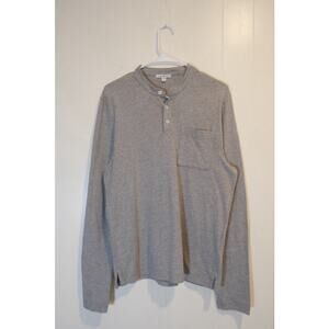 James Perse shirt Mens size 1 henley Estilo gray cotton made in USA long sleeve